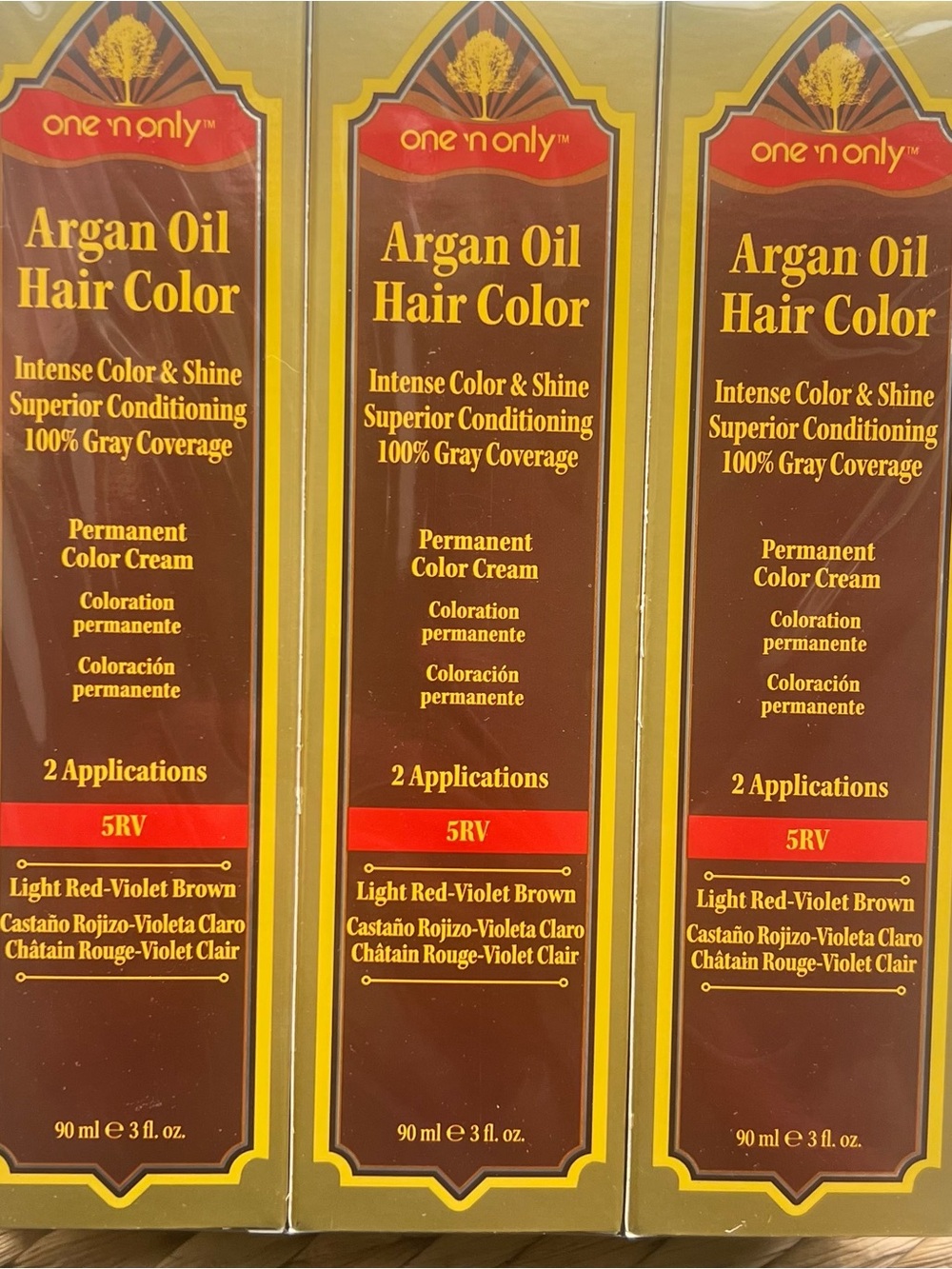 3pack- One 'n Only Argan Oil Hair Color 5RV Light Red-Violet